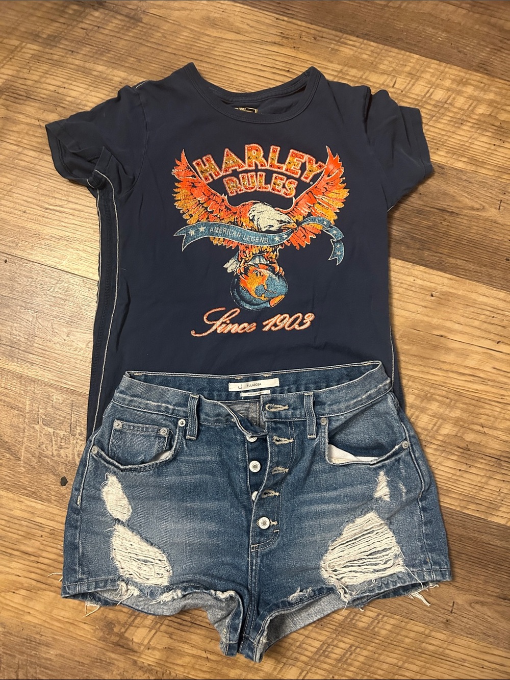 Trunk Ltd Harley-Davidson Navy Tee Eagle  & tullarosa denim short